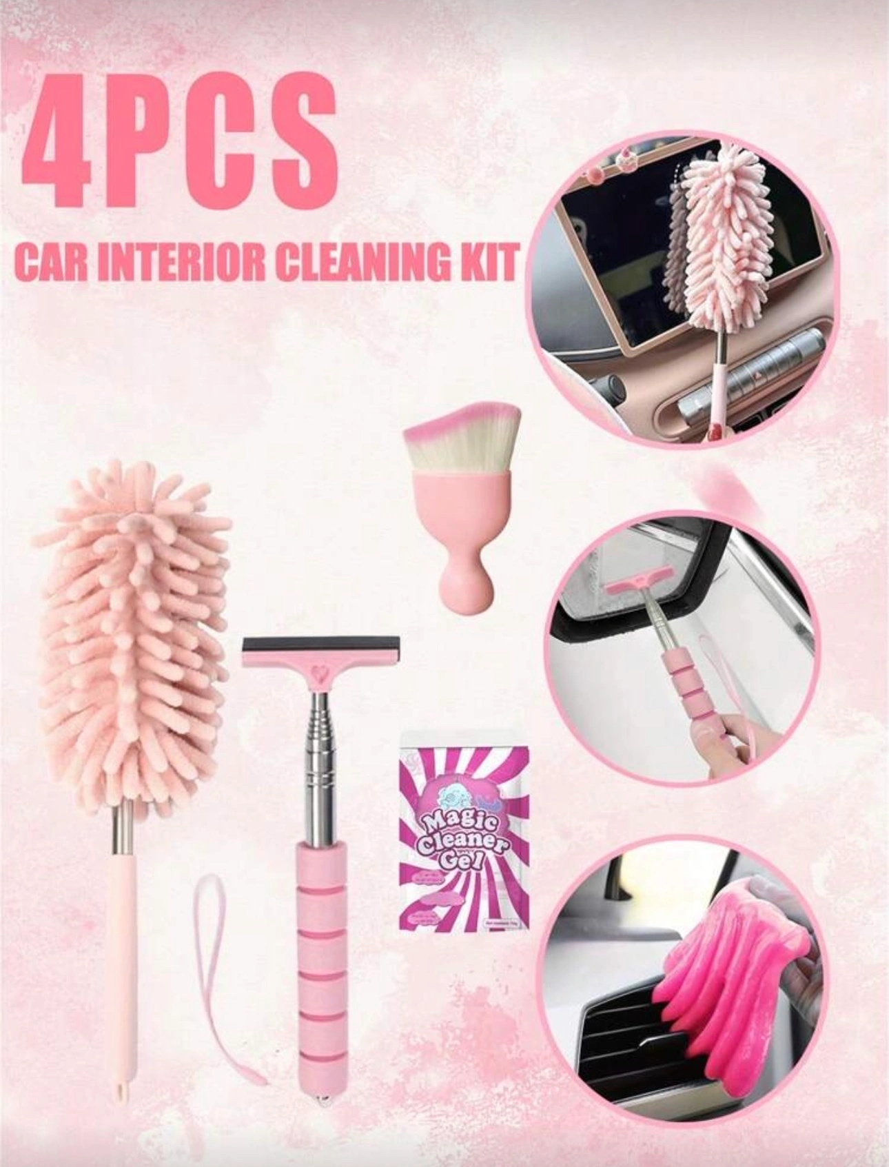 4pcs car interior cleaning kit 🧹