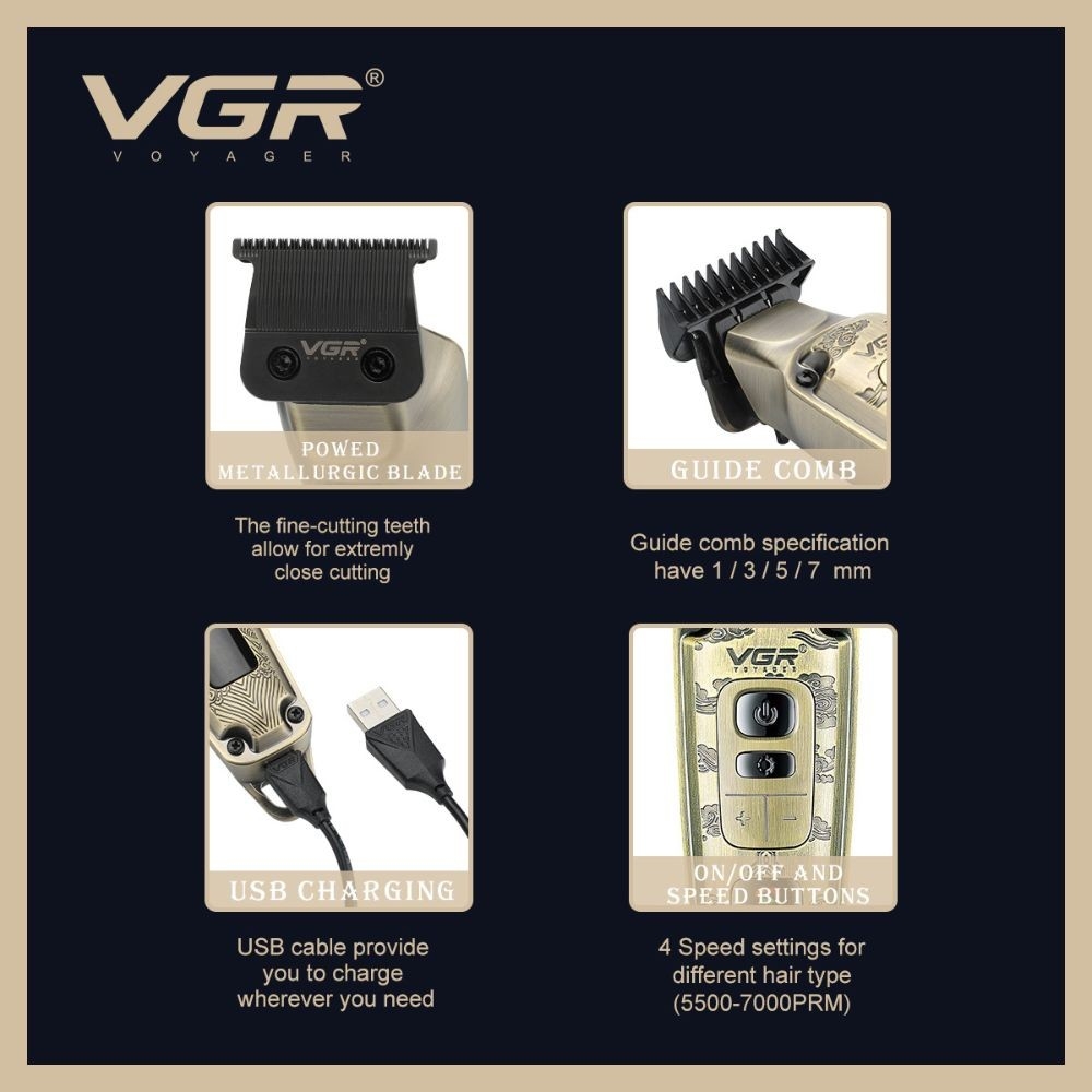 ماكينه حلاقه معدن من vgr-901، شحن وشاشة ليد thumbnail 2