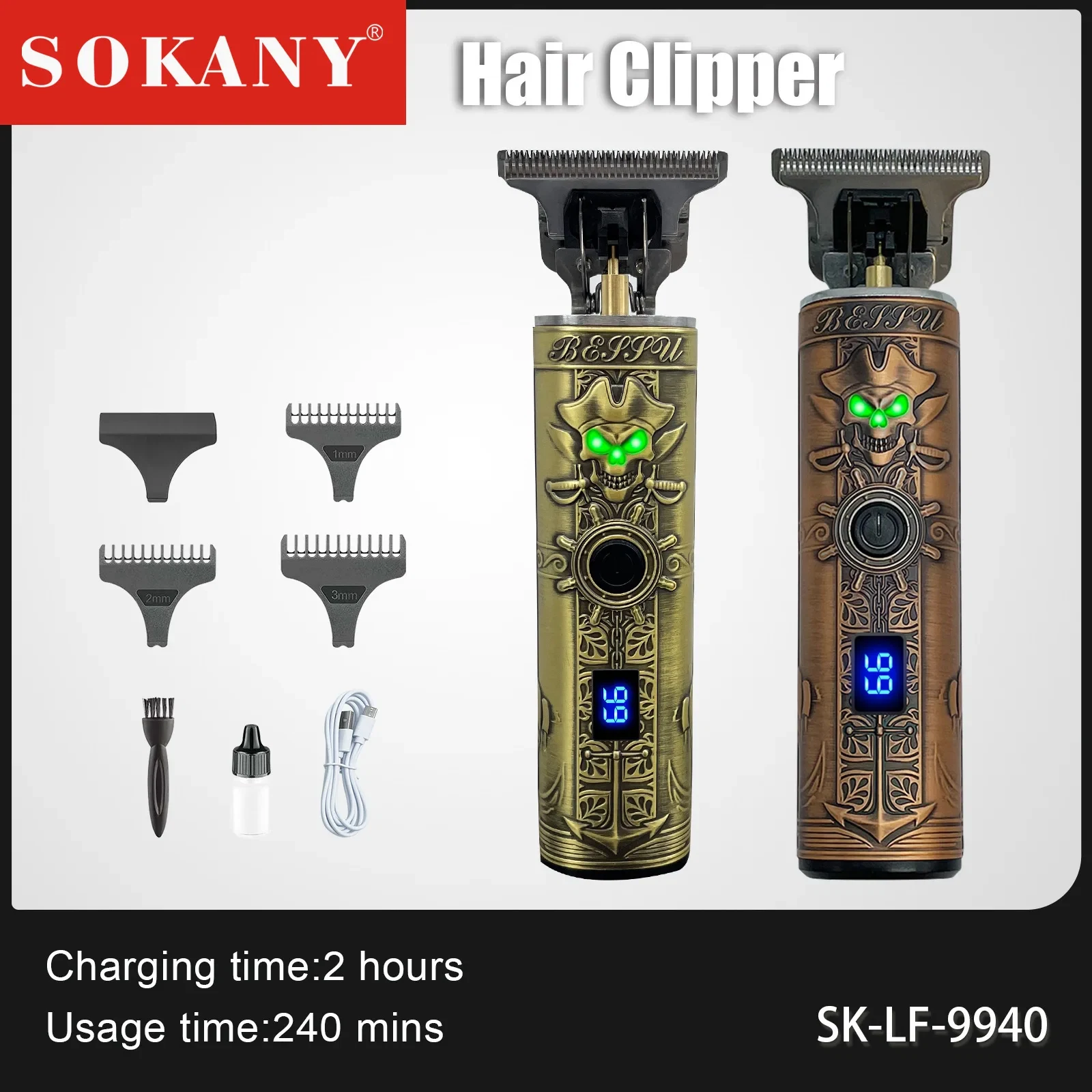 ماكينة حلاقة الشعر سوكاني الاحترافية اللاسلكية، شاشة LED SK-LF-9940 thumbnail 2