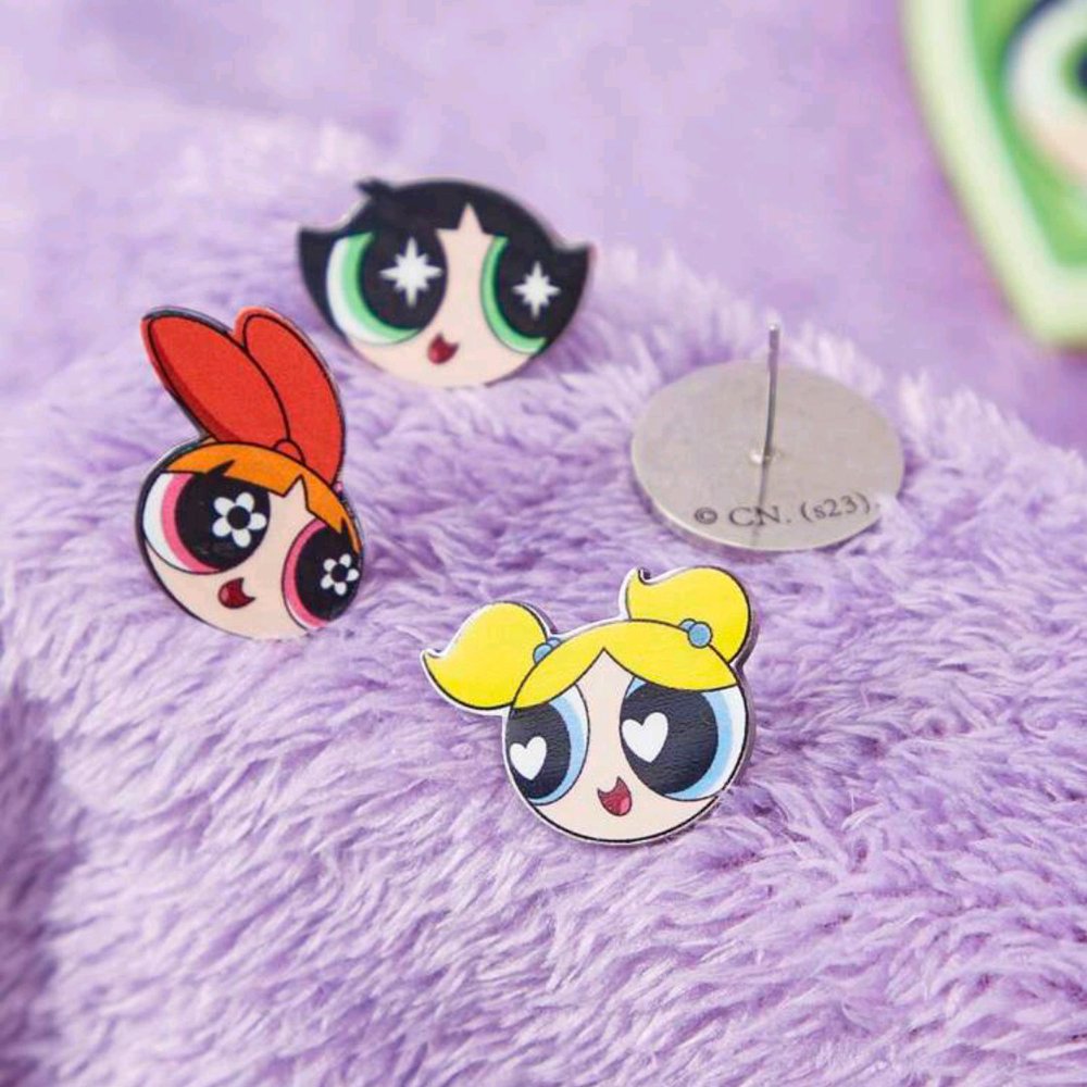 the powerpuff girls | romwe cute iron alloy cartoon pictures stud earrings thumbnail 2